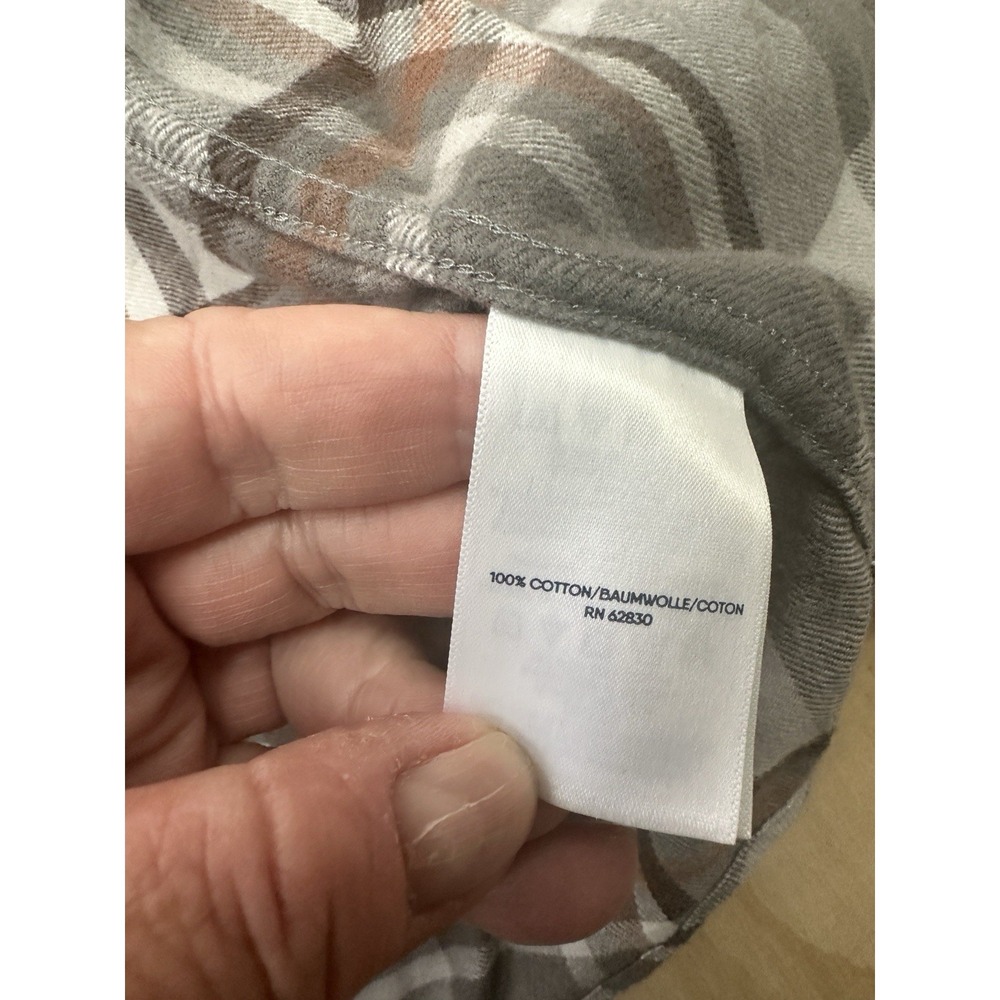 Lands' End M (10-12) Flannel Grey Button Up Women's Super Soft Long Sleeve Warm - Picture 4 of 7